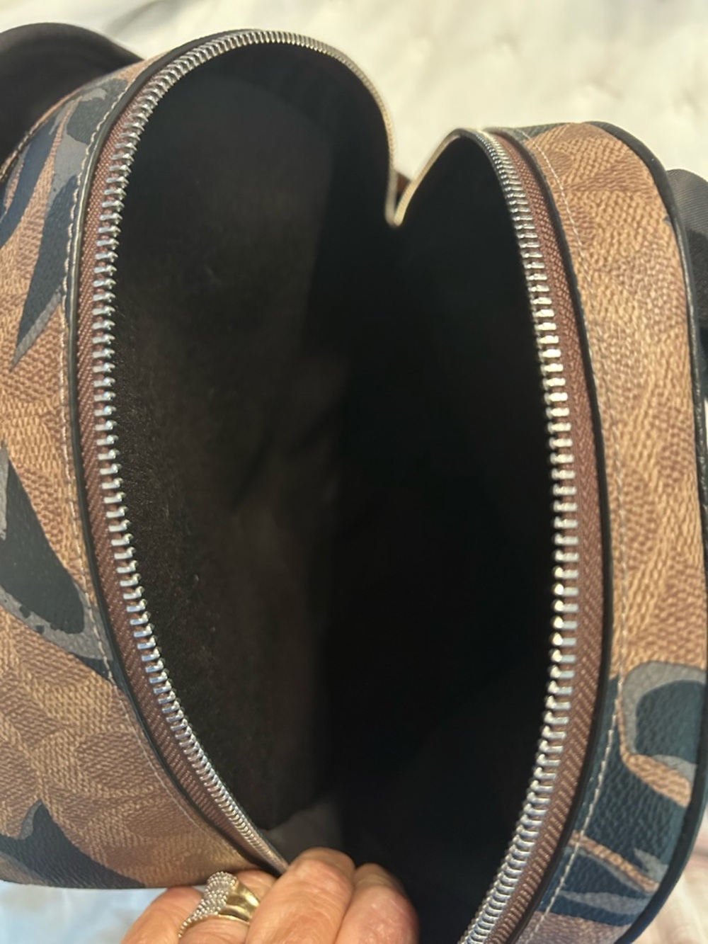 Coach Brown Canvas  Backpack with Black Bow Motif - Picture 5 of 8